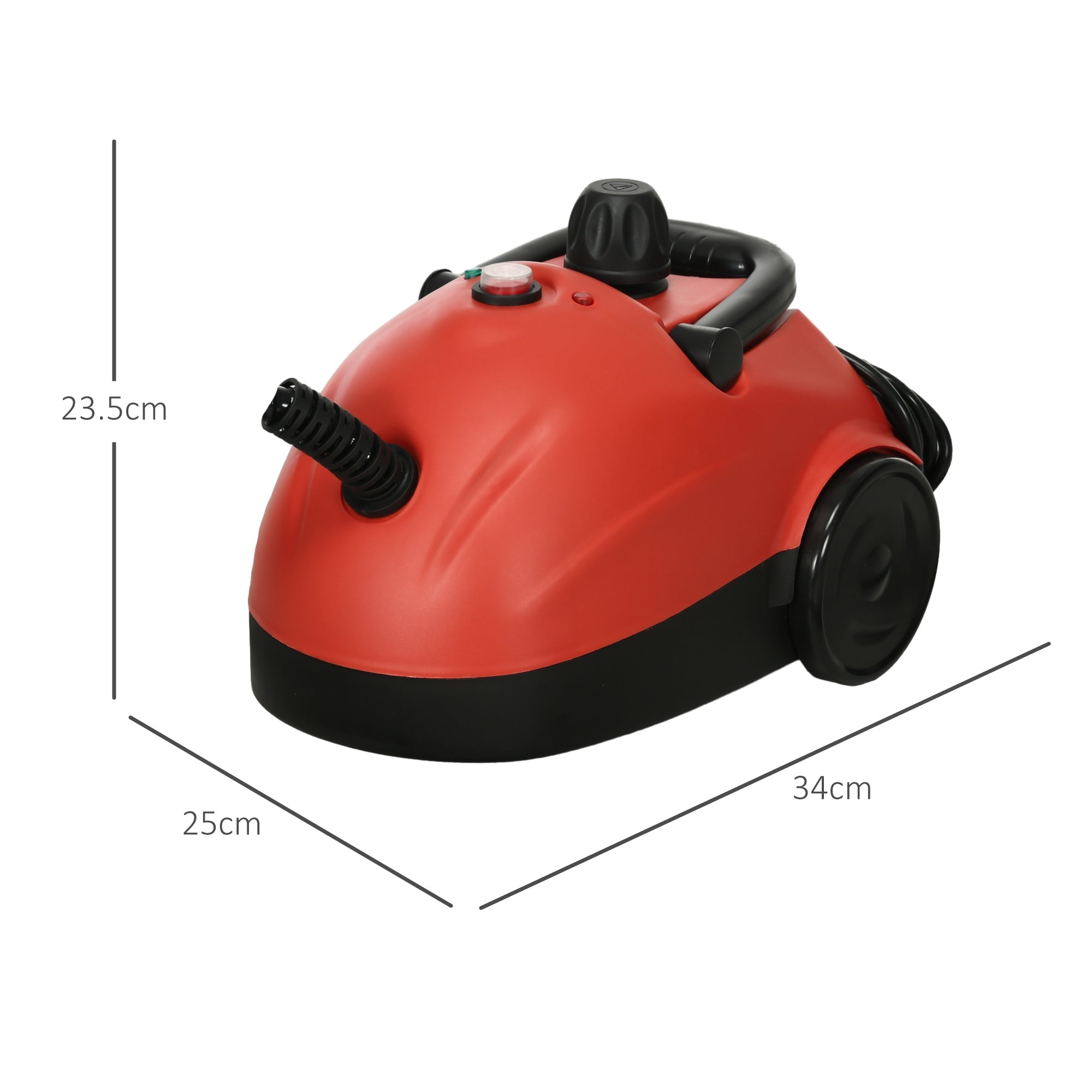 Pulitore a Vapore Portatile Multiuso con 13 Accessori Inclusi 1500W Serbatoio 1.2L Rosso