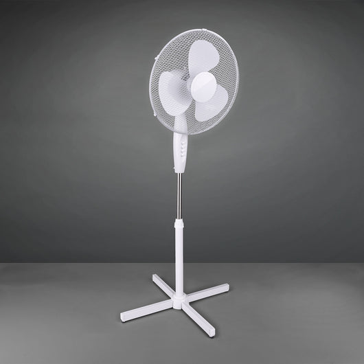 Bergen - Ventilatore a piantana in plastica e metallo dal design tradizionale. Ventilatore da terra ad altezza regolabile con tripla velocità di ventilazione. Ø44 cm colore bianco