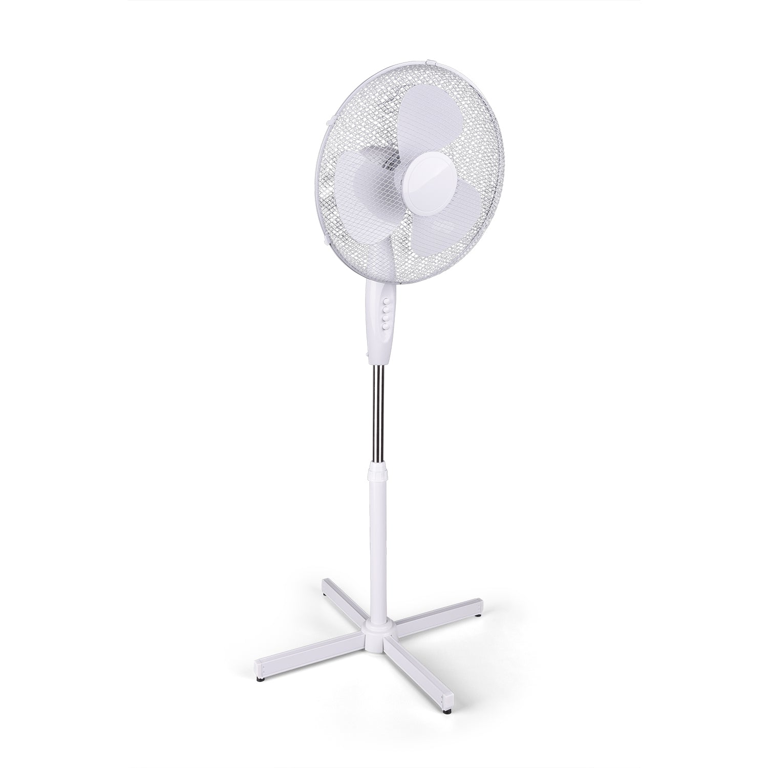 Bergen - Ventilatore a piantana in plastica e metallo dal design tradizionale. Ventilatore da terra ad altezza regolabile con tripla velocità di ventilazione. Ø44 cm colore bianco