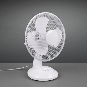 Bergen - Ventilatore da appoggio in plastica e metallo dal design tradizionale. Ventilatore da tavolo con doppia velocità di ventilazione. Ø23x36H cm colore bianco.