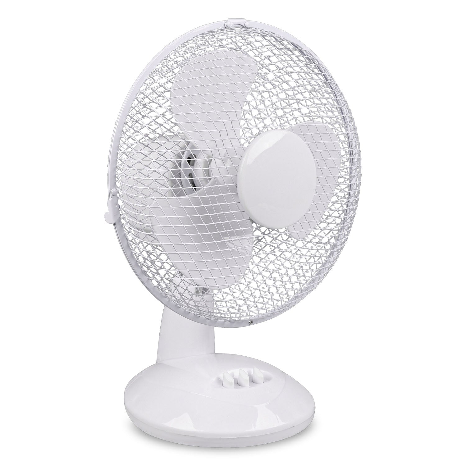 Bergen - Ventilatore da appoggio in plastica e metallo dal design tradizionale. Ventilatore da tavolo con doppia velocità di ventilazione. Ø23x36H cm colore bianco.