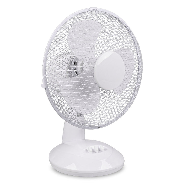 Bergen - Ventilatore da appoggio in plastica e metallo dal design tradizionale. Ventilatore da tavolo con doppia velocità di ventilazione. Ø23x36H cm colore bianco.