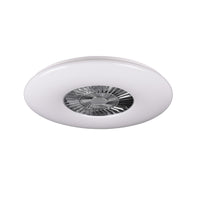 Visby - Ventilatore e plafoniera LED Ø75 cm con diffusore satinato, telecomando, dimmer, timer, luce notturna ed effetto stelle. Temperatura di colore infinitamente variabile (3000-6500K)