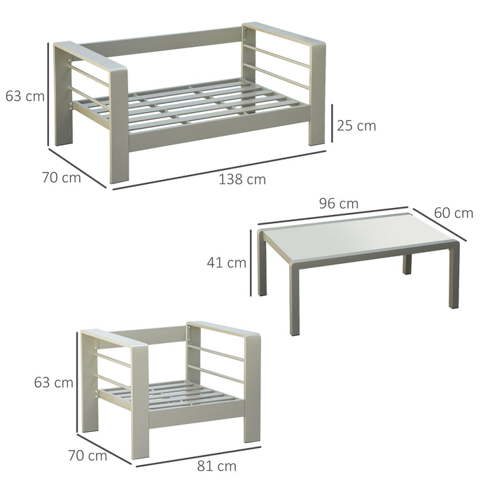 Set Salotto da Giardino Divano 2 Poltrone e Tavolino Oro Champagne