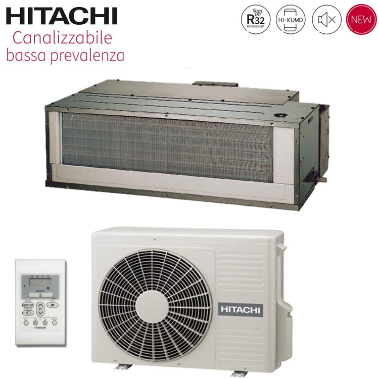 Climatizzatore Condizionatore Hitachi Inverter Canalizzato Bassa Prevalenza 12000 Btu RAD-35RPE R-32 Wi-Fi Optional con Comando a Parete - Novità