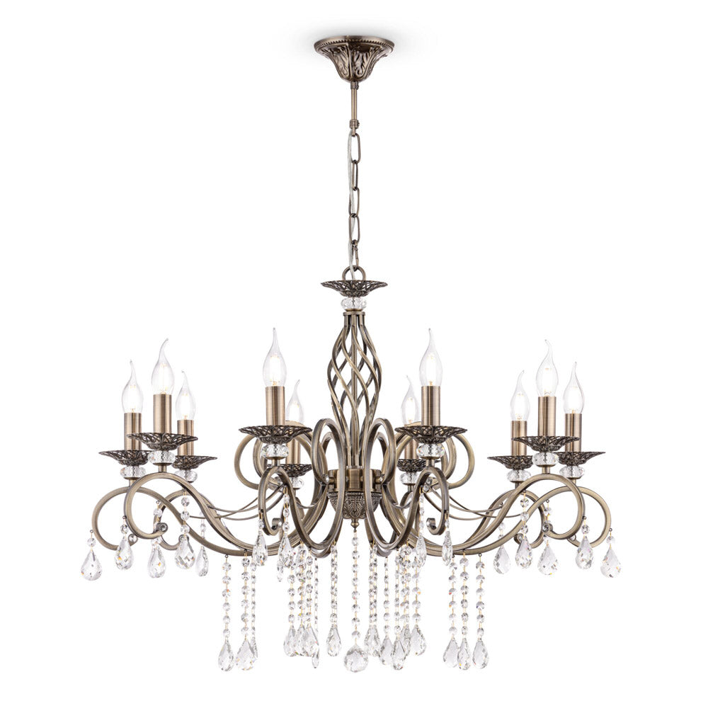 Lampadario Classico Grace Metallo Ottone 10 Luci