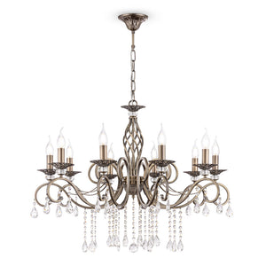 Lampadario Classico Grace Metallo Ottone 10 Luci