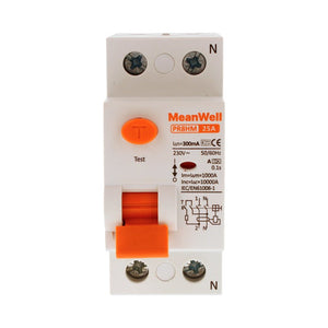 MeanWell RCCB Interruttore Differenziale Puro Tipo A 1P+N 2M 10000A 300mA 25A AC 230V IP20 IEC61008-1