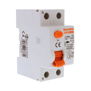 MeanWell RCCB Interruttore Differenziale Puro Tipo AC 1P+N 2M 6000A 300mA 25A AC 230V IP20 IEC61008-1