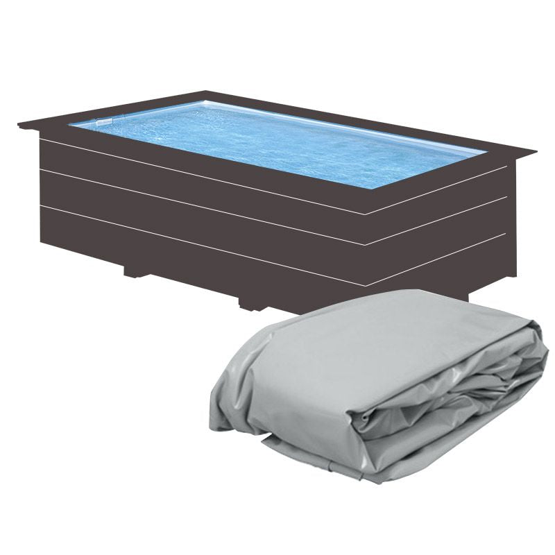 Liner Grigio Per Piscine Gre In Legno Composito Wpc Wood Rettangolare 3,26 X 1,86 X H.0,96 M - Sistema Hung (p3)