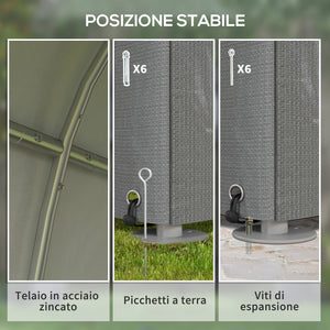 Capanno Box per Attrezzi da Giardino 120x179x165 cm Tenda in PE anti UV e Metallo Grigio chiaro