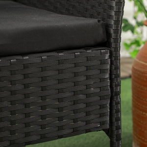 Divanetto per Esterni 2 Posti con Tavolino da Caffè 137x59x82 cm in Acciaio e Rattan PE Nero