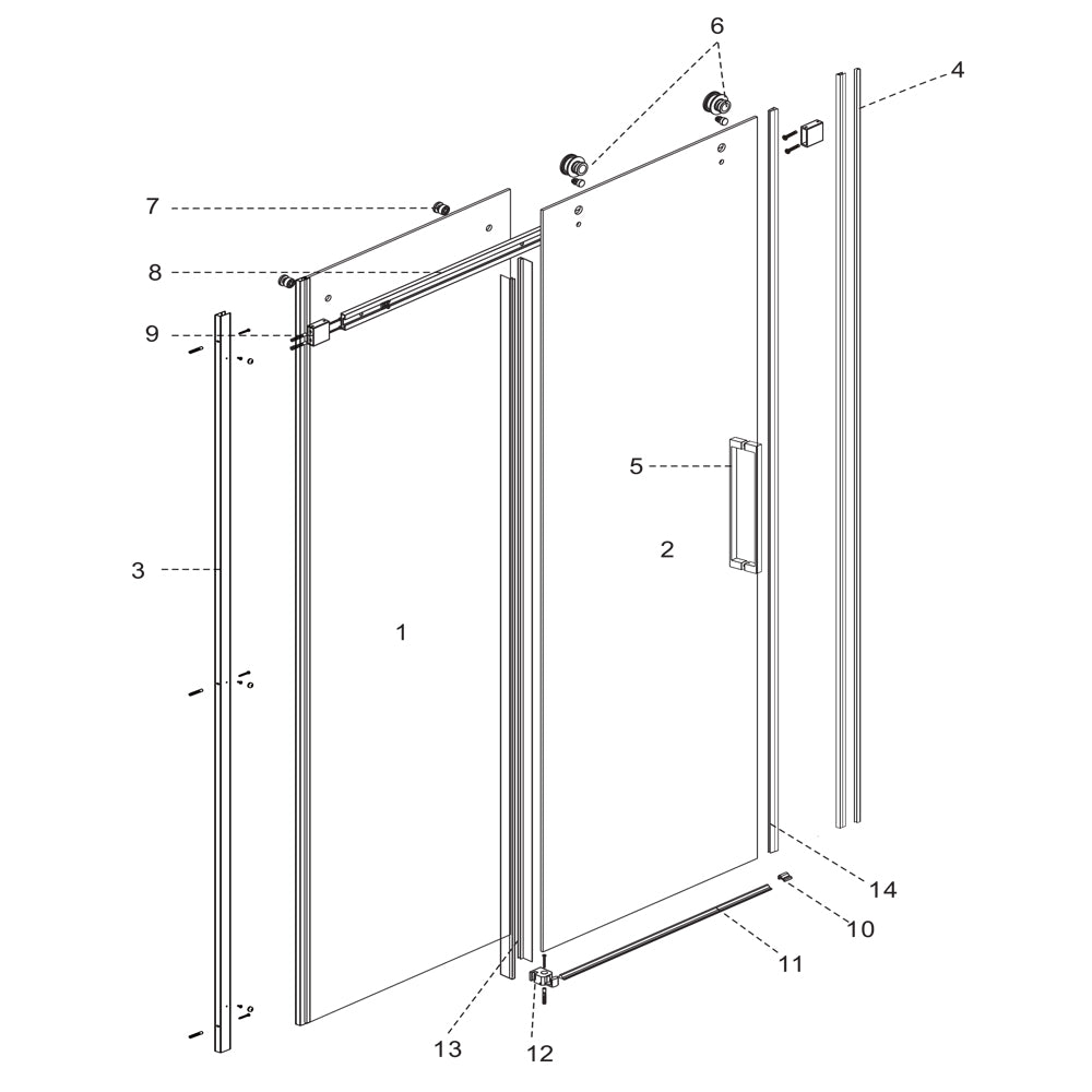 Ogomondo porta scorrevole slide due ante black profilo nero cristallo 8 mm *** misure 117-119xh200 cm, confezione 1