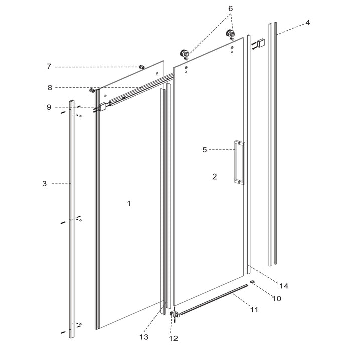 Ogomondo porta scorrevole slide due ante black profilo nero cristallo 8 mm *** misure 117-119xh200 cm, confezione 1