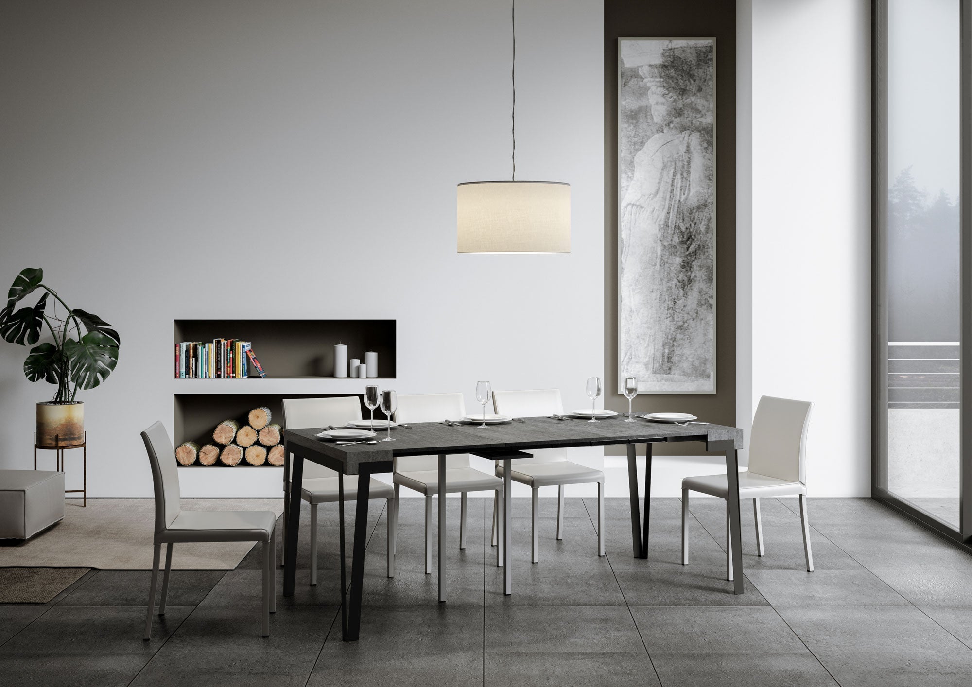 Consolle Allungabile 90-300x40x77 cm in Nobilitato Grigio