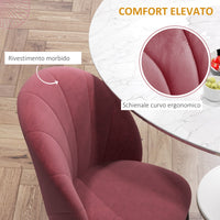 Set 2 Sedie da Pranzo in Velluto Imbottite 52x54x79 cm con Gambe in Metallo Rosso