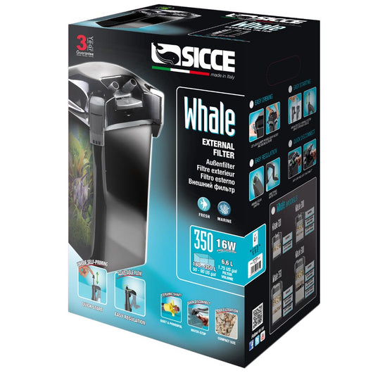 Sicce filtro esterno acquario whale 350 black da 1100 litri ora