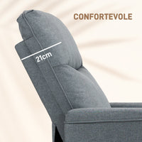 Poltrona Relax con Schienale Reclinabile a 130° e Poggiapiedi Doppio 72x83x103 cm in Tessuto Grigio