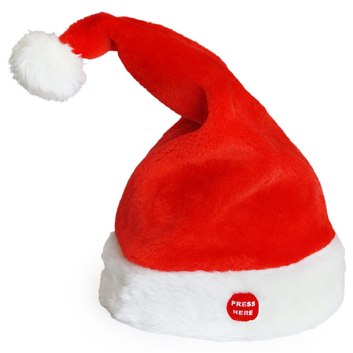 [lux.pro] Cappello Babbo Natale che Canta e Balla 39 cm x ⌀ 22cm Beretto Natale a Pile