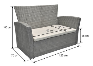 Salotto da giardino in rattan, set di divani da esterno in polyrattan tortora RT-A03ZB