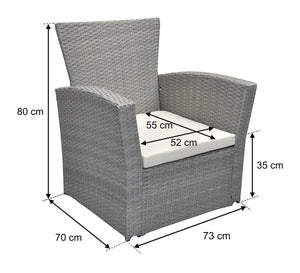 Salotto da giardino in rattan, set di divani da esterno in polyrattan tortora RT-A03ZB