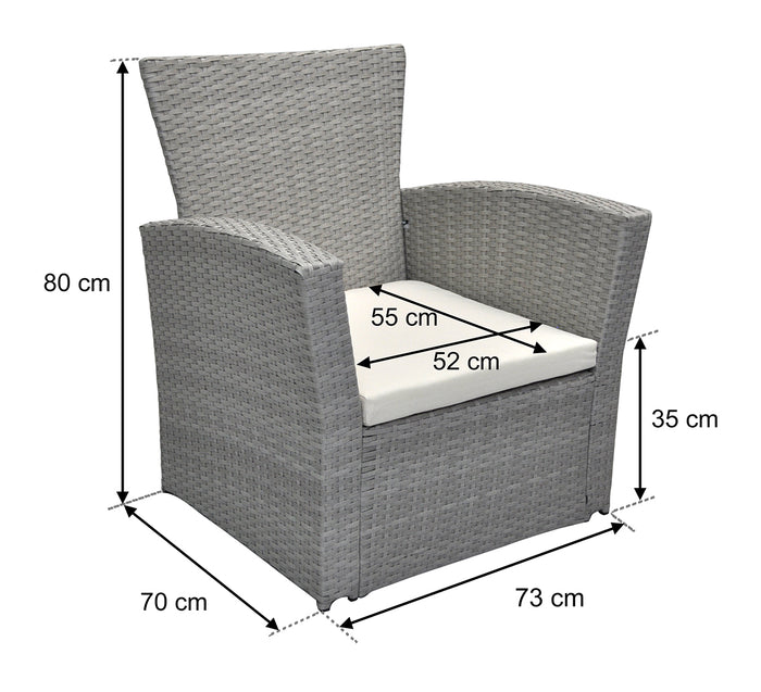 Salotto da giardino in rattan, set di divani da esterno in polyrattan tortora RT-A03ZB