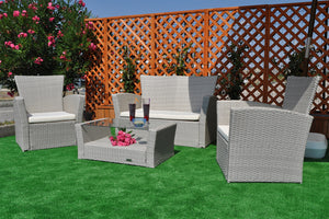 Salotto da giardino in rattan, set di divani da esterno in polyrattan tortora RT-A03ZB