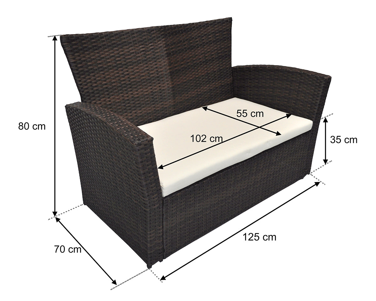 Salotto da giardino in rattan, set di divani da esterno in polyrattan marrone RT-A09ZB