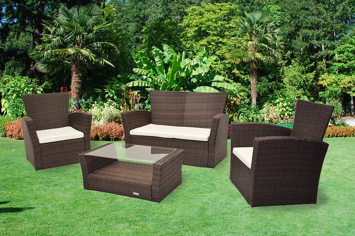 Salotto da giardino in rattan, set di divani da esterno in polyrattan marrone RT-A09ZB