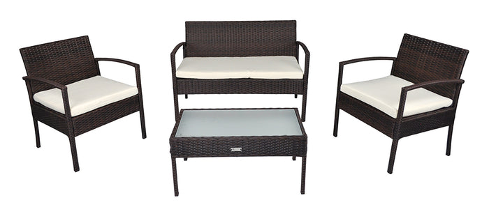 Salotto da giardino in rattan, set di divani da esterno in polyrattan marrone mod. Martino RT-M09ZB