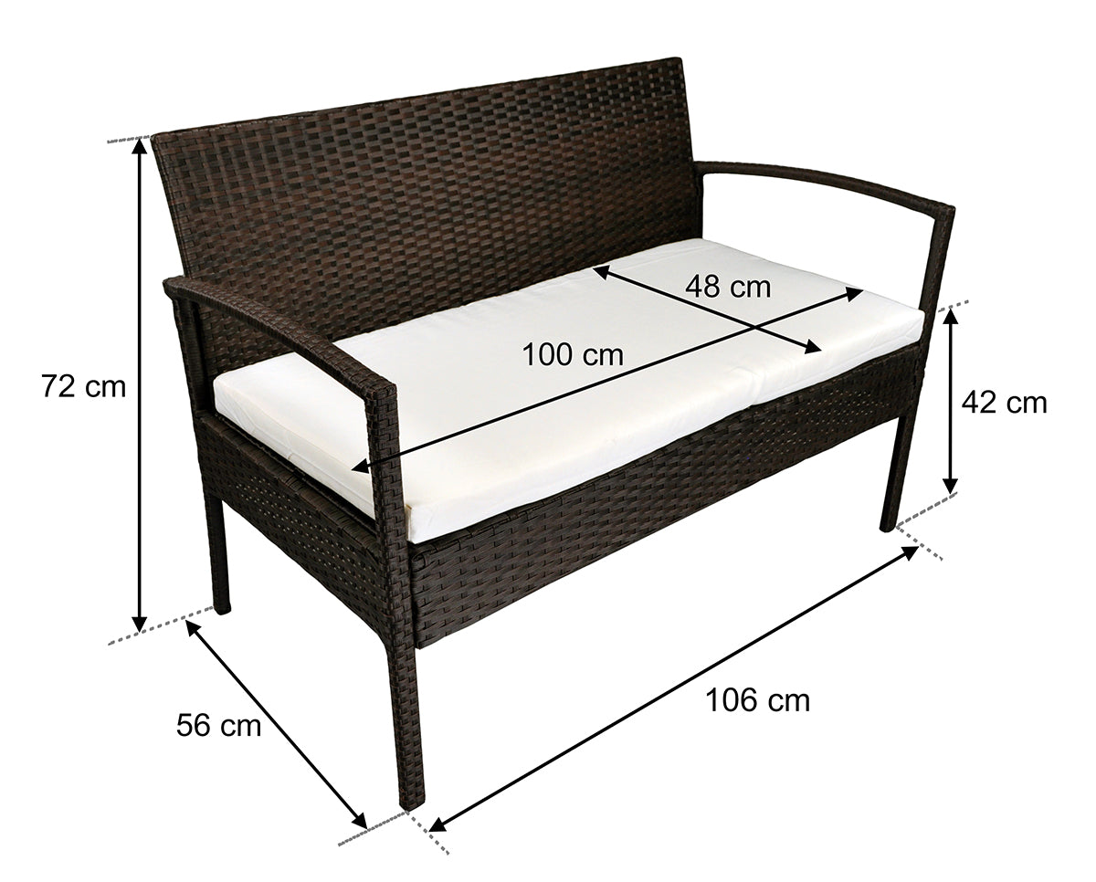 Salotto da giardino in rattan, set di divani da esterno in polyrattan marrone mod. Martino RT-M09ZB