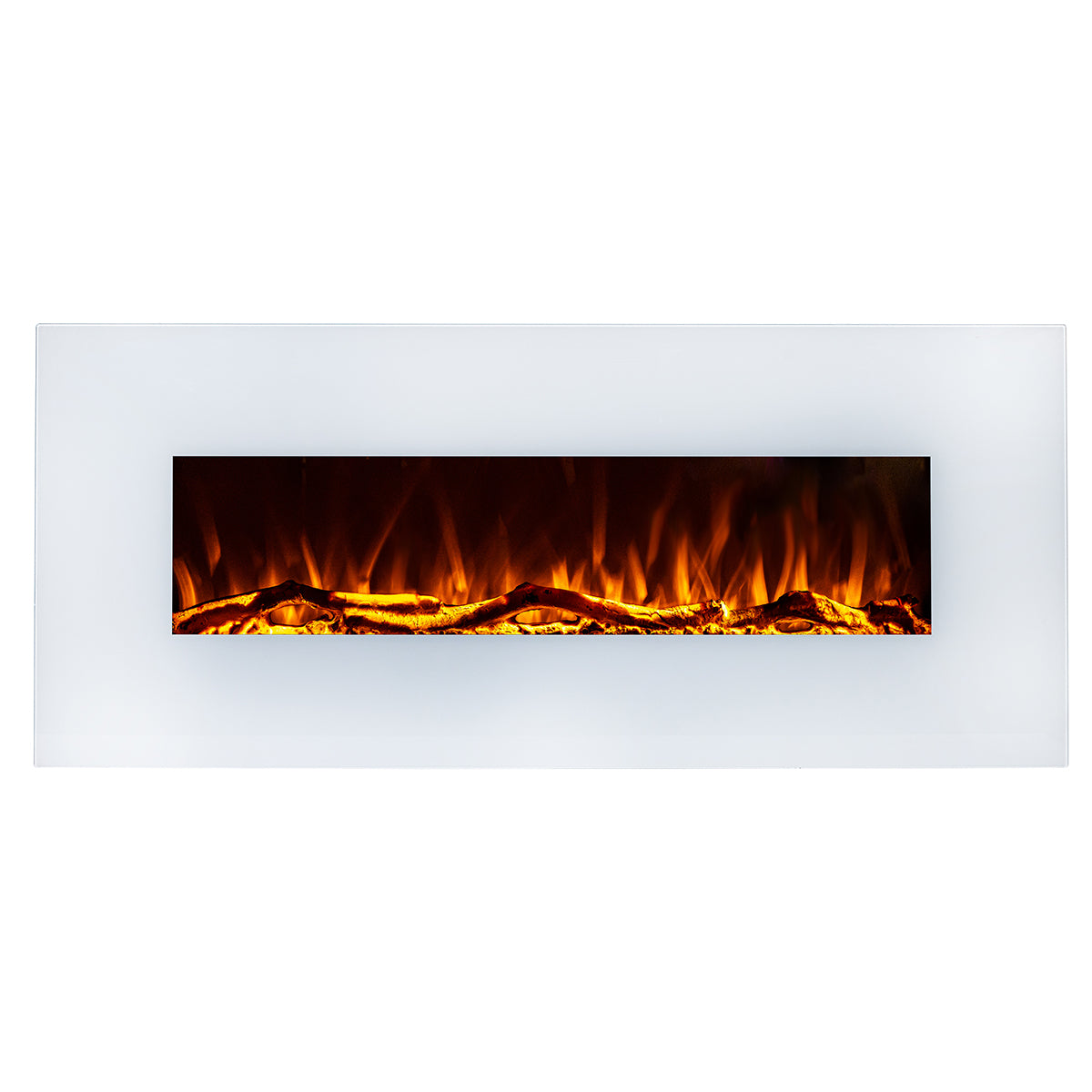 Camino Elettrico da Pavimento 55x128x14 cm Effetto Fiamma 1500W Madrid Led