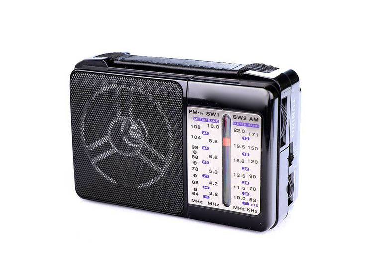 Radio Portatile 4 Bandi AM FM SW1 SW2 Volume Alto Dimensione 160X107X58mm Doppio Alimentazione