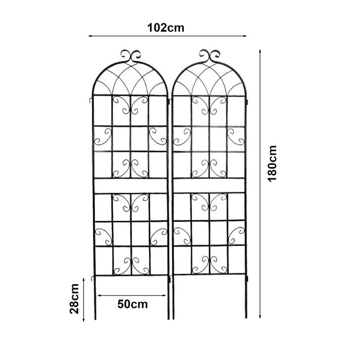 Traliccio Barrea a 2 Pannelli per Piante Rampicanti 180 x 50 cm Nero casa.pro