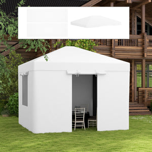 Copertura per Gazebo 3x3m con Porte a Cerniera e Finestre Bianco