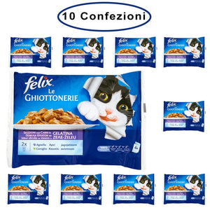 Purina felix le ghiottonerie umido gatto coniglio & agnello 10 confezioni da 4 buste da 100 grammi