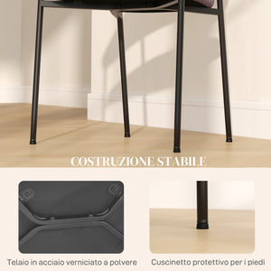 Set 2 Sedie da Pranzo Imbottite e Monoblocco 59x56x78 cm in Tessuto Effetto Lino e Acciaio Marrone