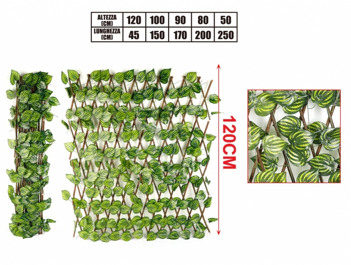 Recinzione Estensibile con Foglie Artificiali Di Auguria 120X45cm