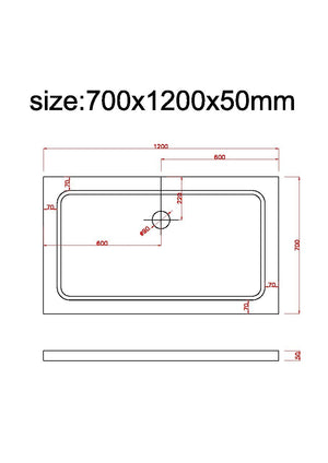 Piatto Doccia Rettangolare Ribassato In Abs H 5cm Con Piletta Inclusa 70x120