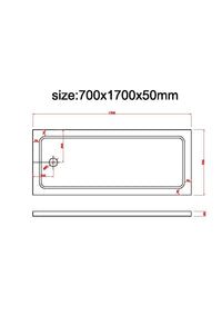 Piatto Doccia Rettangolare Ribassato In Abs H 5cm Con Piletta Inclusa 70x170