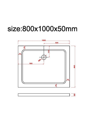 Piatto Doccia Rettangolare Ribassato In Abs H 5cm Con Piletta Inclusa 80x100