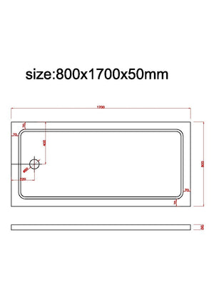 Piatto Doccia Rettangolare Ribassato In Abs H 5cm Con Piletta Inclusa 80x170