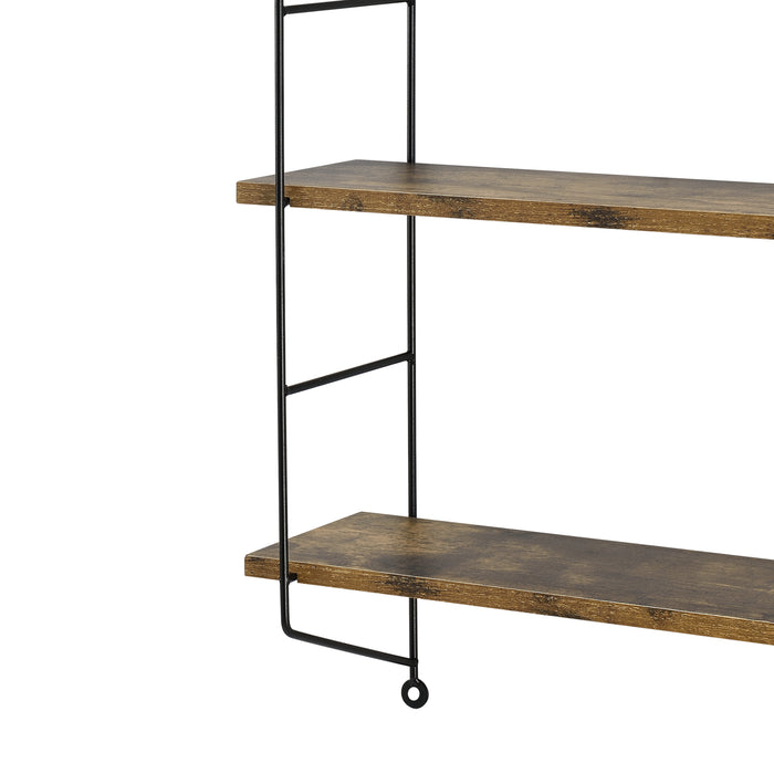 Scaffale da Parete Ösel a 3 Ripiani Regolabili 48 x 15 x 63.5 cm Effetto Legno Scuro / Nero [en.casa]