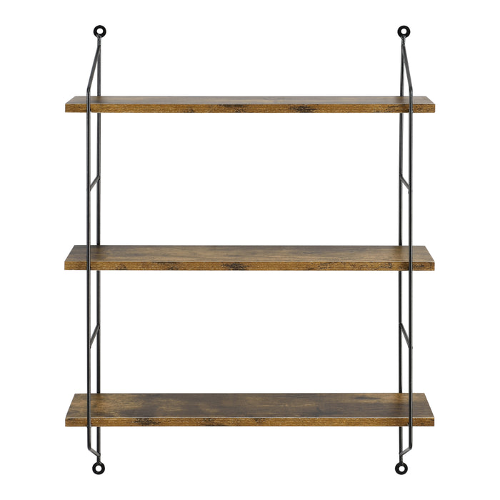 Scaffale da Parete Ösel a 3 Ripiani Regolabili 48 x 15 x 63.5 cm Effetto Legno Scuro / Nero [en.casa]