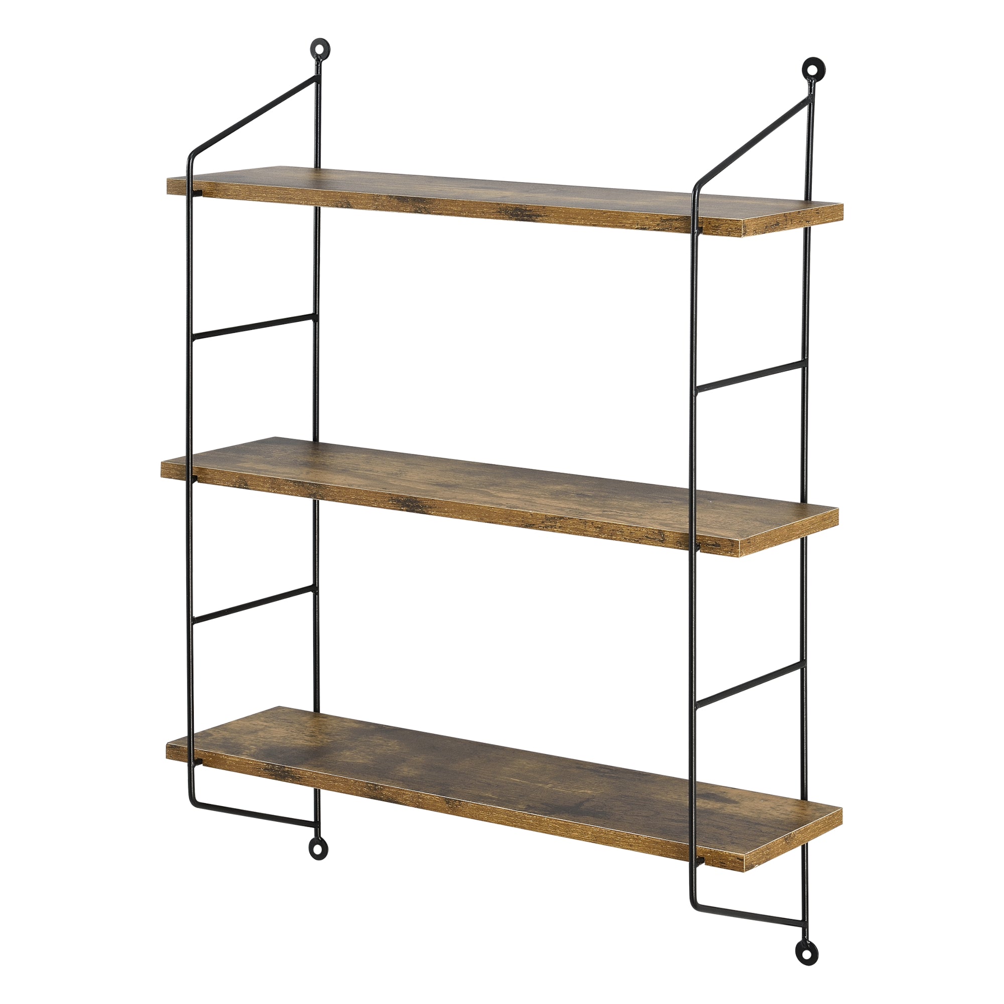 Scaffale da Parete Ösel a 3 Ripiani Regolabili 48 x 15 x 63.5 cm Effetto Legno Scuro / Nero [en.casa]