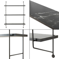 Scaffale da Parete à–sel a 3 Ripiani Regolabili 48 x 15 x 63.5 cm Effetto Marmo Nero / Nero [en.casa]