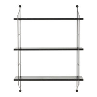 Scaffale da Parete à–sel a 3 Ripiani Regolabili 48 x 15 x 63.5 cm Effetto Marmo Nero / Nero [en.casa]