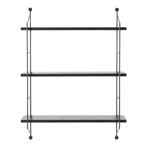 Scaffale da Parete à–sel a 3 Ripiani Regolabili 48 x 15 x 63.5 cm Effetto Marmo Nero / Nero [en.casa]