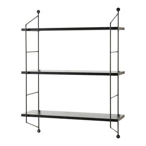 Scaffale da Parete à–sel a 3 Ripiani Regolabili 48 x 15 x 63.5 cm Effetto Marmo Nero / Nero [en.casa]