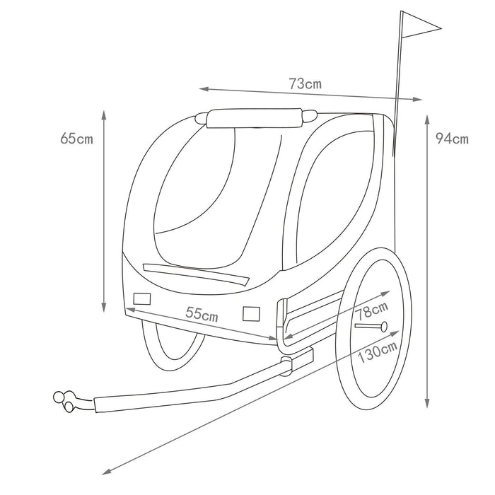 Rimorchio per Animali Domestici Pieghevole da Bicicletta 130x90x110 cm Bianco e Nero